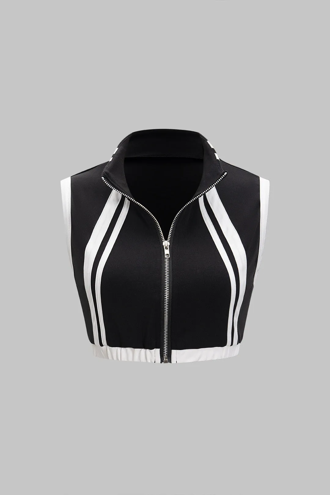 Kontrast lynlås tank top og binding nederdel sæt sold by Micas product image thumbnail 2