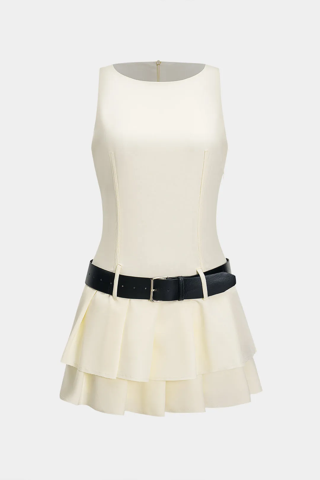 Bæltet lynlås ærmeløs mini kjole sold by Micas