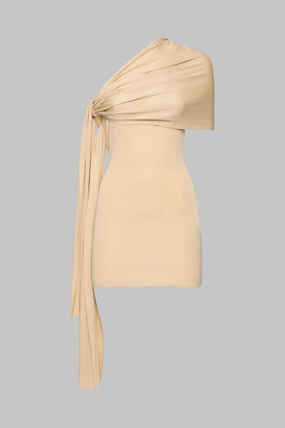 Tie Side Ruched Asymmetrical One Shoulder Mini Dress sold by Micas