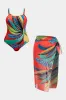 Plus størrelse blomster palme blade blade print wrap bikini sæt sold by Micas