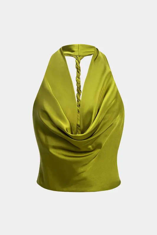 Satin rygfri snoet tank top sold by Micas
