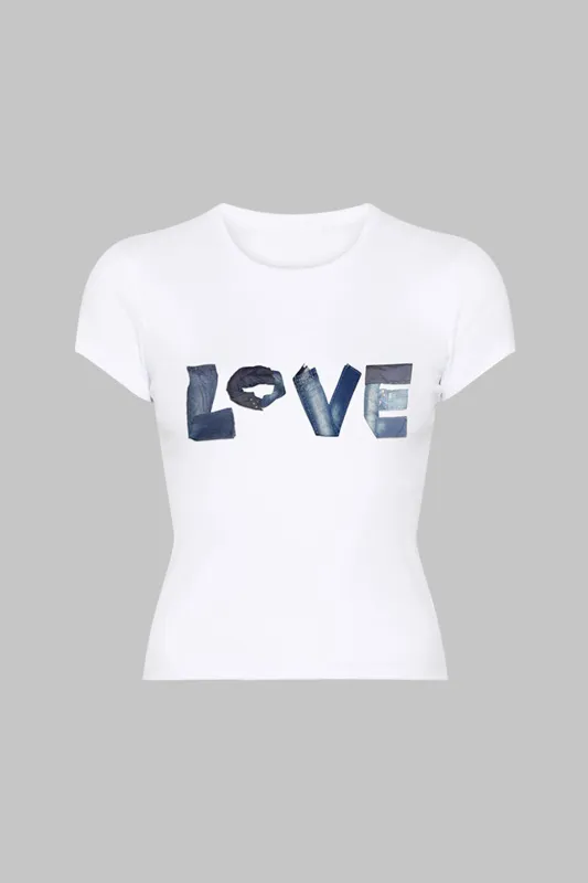 Brevprint rund hals kortærmet t-shirt sold by Micas