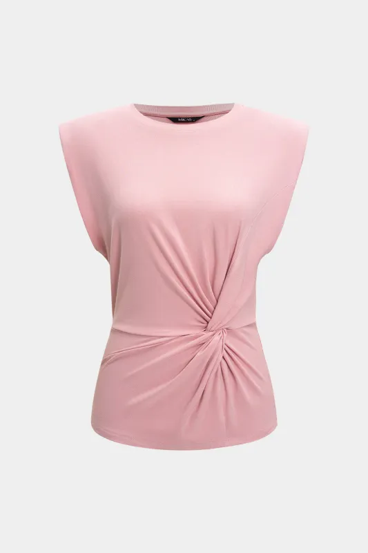 Ruched Twist Knot Shoulder Pads T-shirt sold by Micas