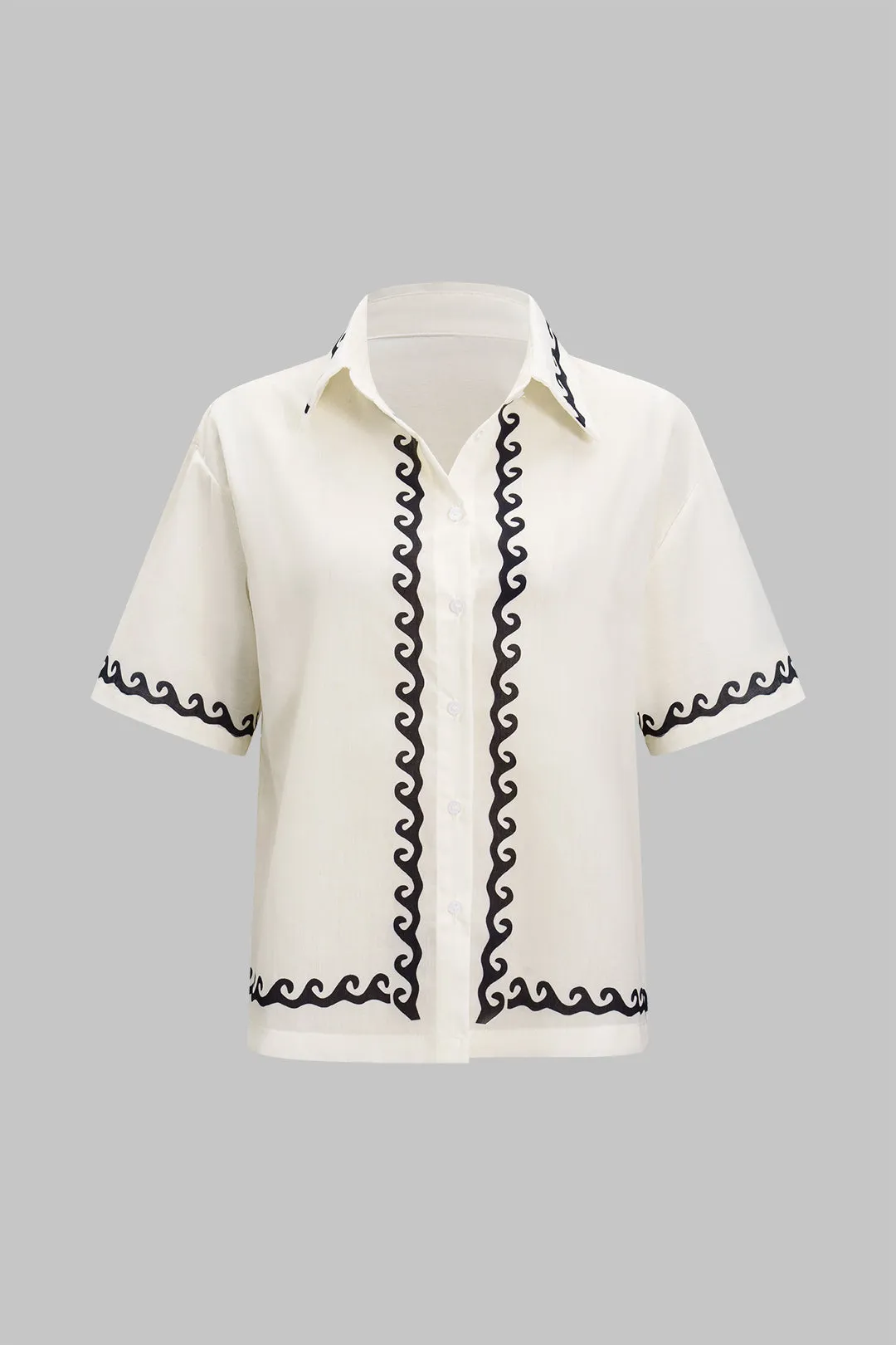 Abstract Print Linen Button Shorts Set sold by Micas product image thumbnail 3