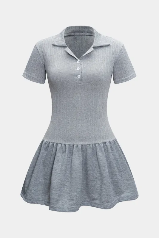 V-hals kort ærmet mini kjole sold by Micas