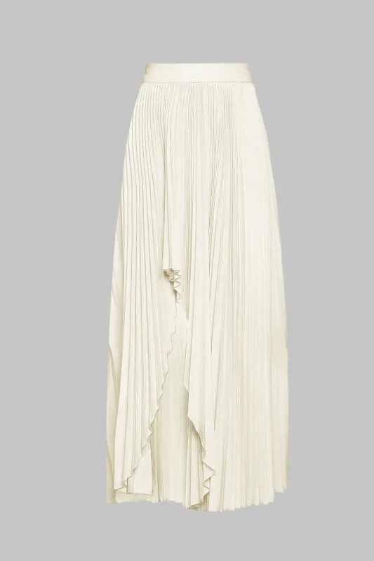 Chiffon plisseret asymmetrisk sidespids nederdel sold by Micas