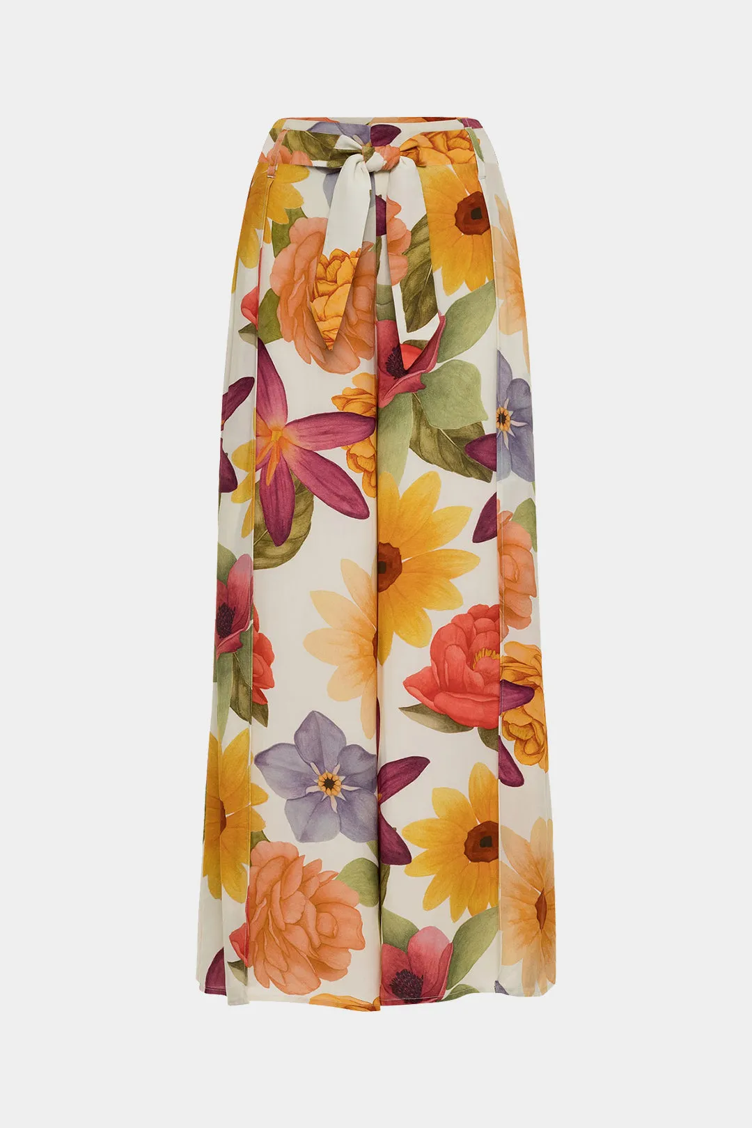 Blomsterprint satin høj talje stroppede bukser sold by Micas