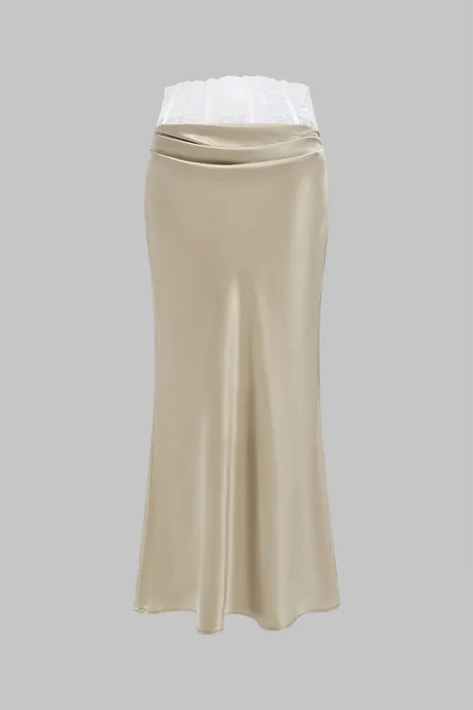 Satin kontrast mesh nederdel sold by Micas
