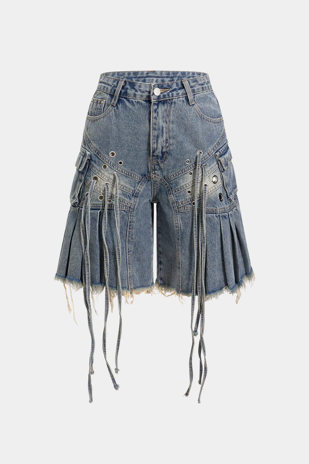 Denim Pocket Strappy Shorts sold by Micas
