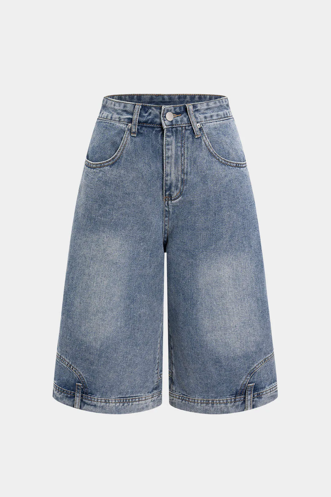 Denim lige ben midt shorts sold by Micas