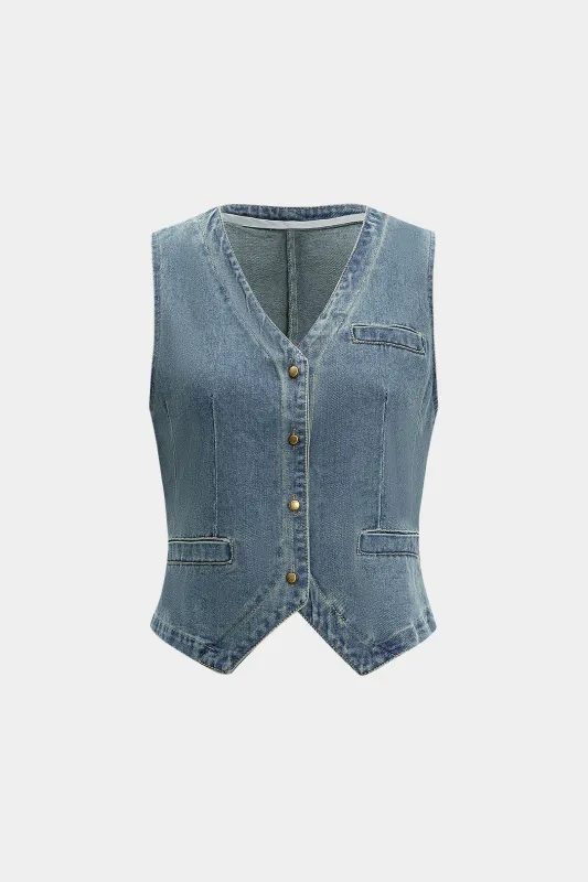 Basic Denim Vest sold by Micas