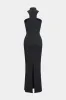 Halter Neck Metallic Decor Sleeveless Slit Maxi Dress sold by Micas