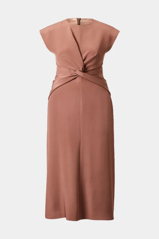 Plus Size Zipper Twist Knot Short Sleeve Midi Dress sold by Micas