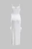 Ruffle Patchwork Bustier Side Slit Slip Maxi Dress sold by Micas