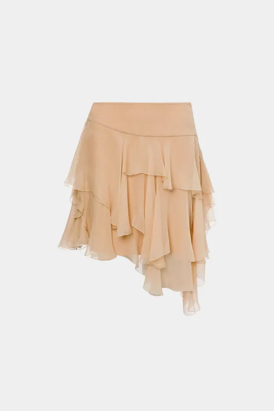 Chiffon Asymmetrical Ruffle Mini Skirt sold by Micas
