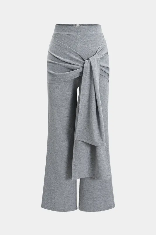 Tie Front Zipper Detail Flared Leg Trousers sold by Micas