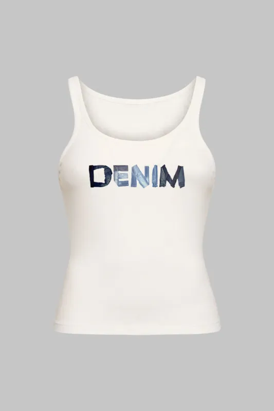 Plus størrelse brevprint tank top sold by Micas