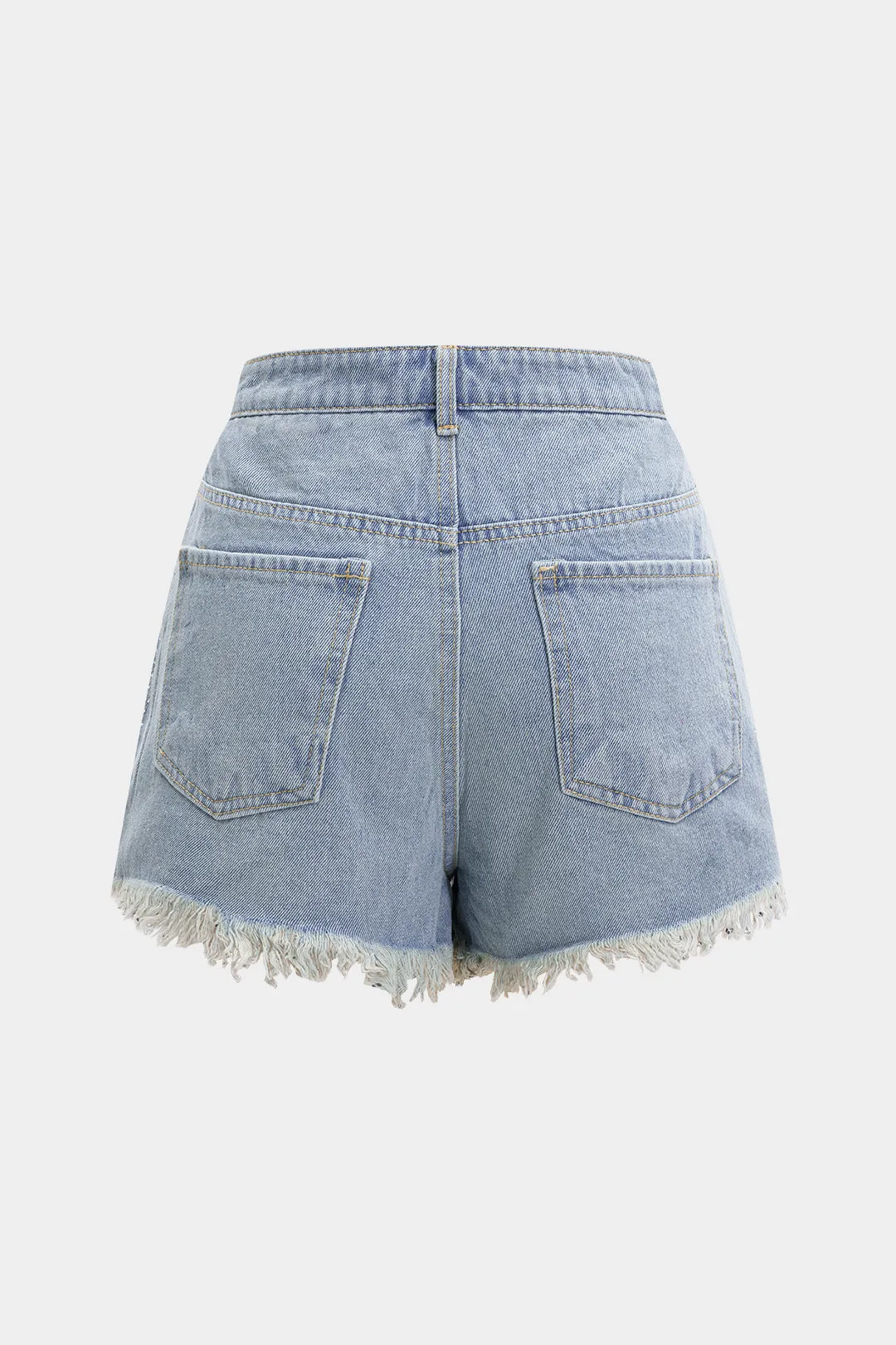 Denim flod flossede rhinestone høje talje shorts sold by Micas product image thumbnail 2