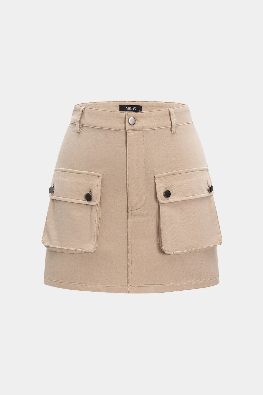 Washed Button Pocket Skirt sold by Micas