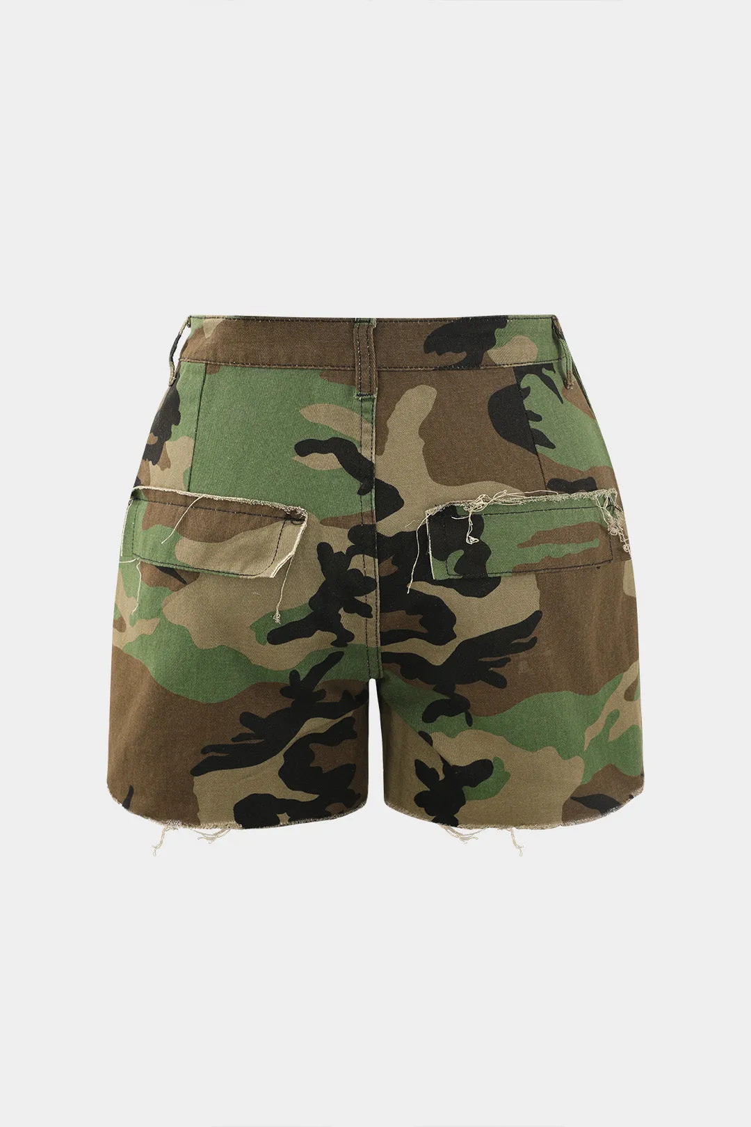 Plus størrelse camo print lynlås høj talje shorts sold by Micas product image thumbnail 2
