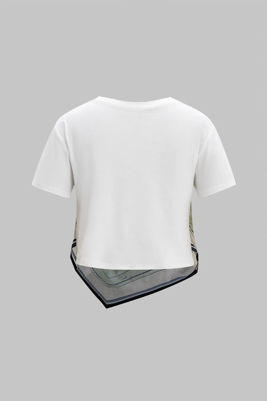Abstrakt print satin patchwork kortærmet t-shirt sold by Micas product image thumbnail 2