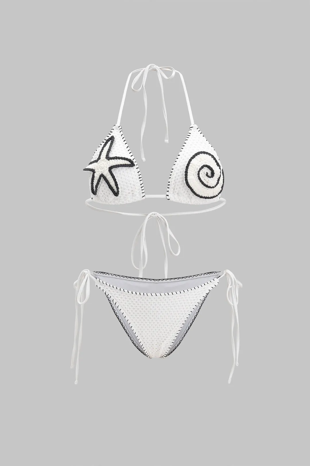 3D Decor Halter Neck To-Up To-Pieces Bikini Set sold by Micas