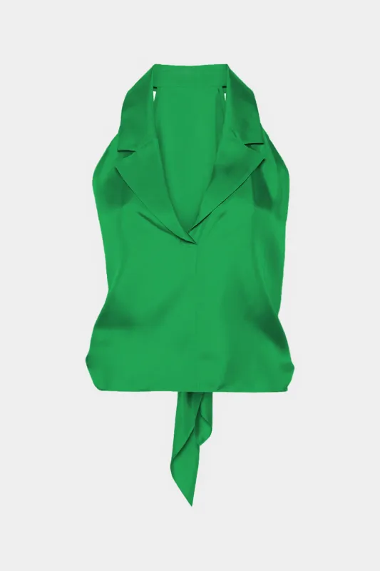 Satin V-hals binding ærmeløs tank top sold by Micas