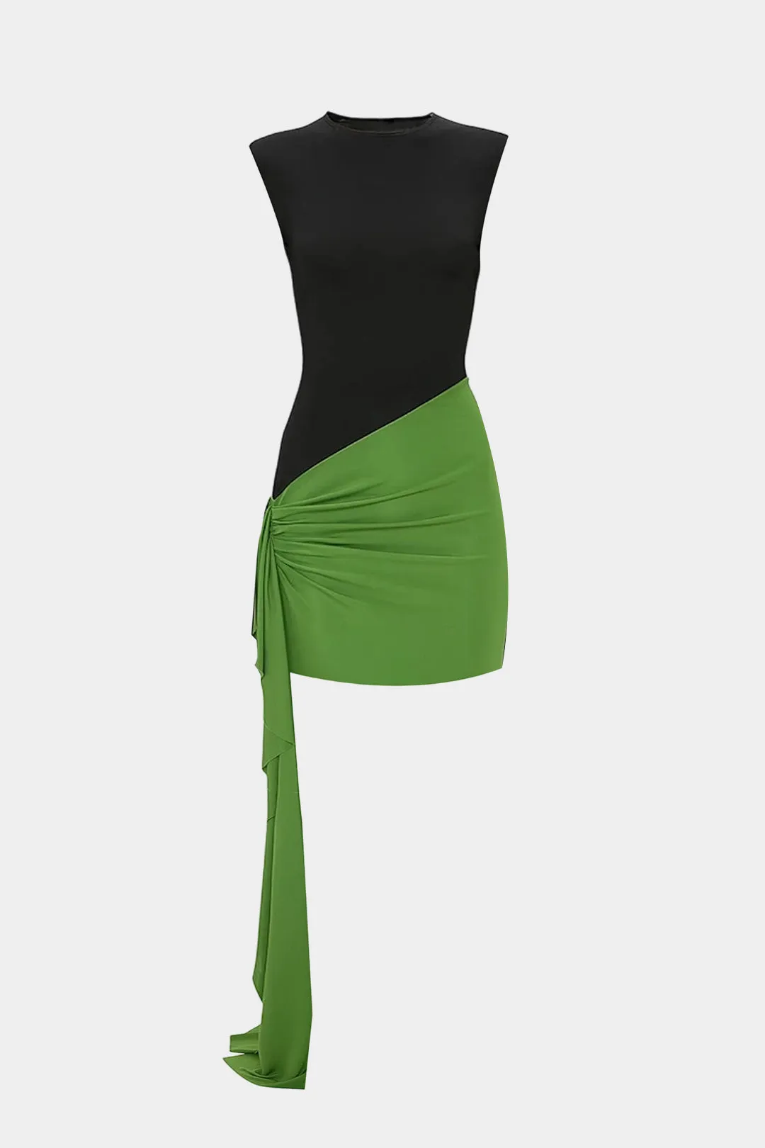 Patchwork Ruched Sleeveless Mini Dress sold by Micas