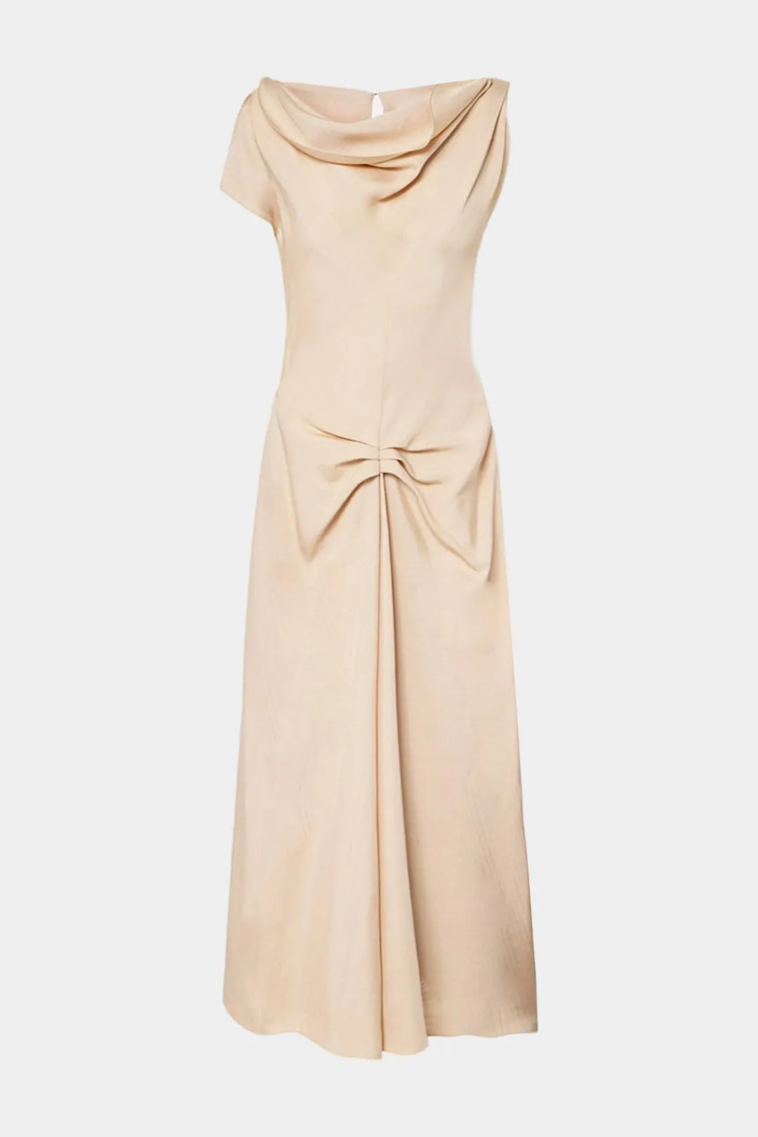 Chiffon Ruched Asymmetrical Short Sleeve Midi Dress sold by Micas