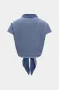 Denim Button Knotted Short Sleeve Shirt sold by Micas