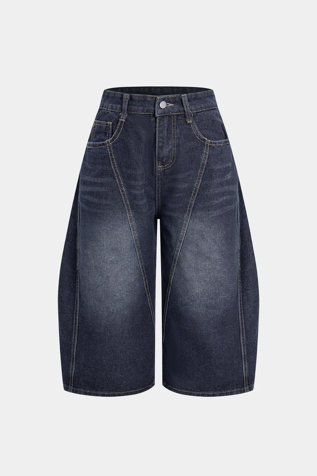 Denim High Waist Embroidery Shorts sold by Micas