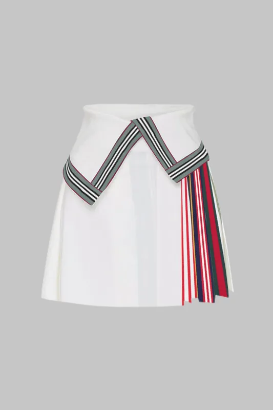Contrast Print Pleated Asymmetrical Skirt sold by Micas