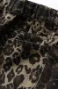 Denim leopard print lomme lige ben shorts sold by Micas