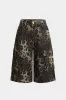 Denim leopard print lomme lige ben shorts sold by Micas