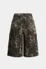 Denim leopard print lomme lige ben shorts sold by Micas