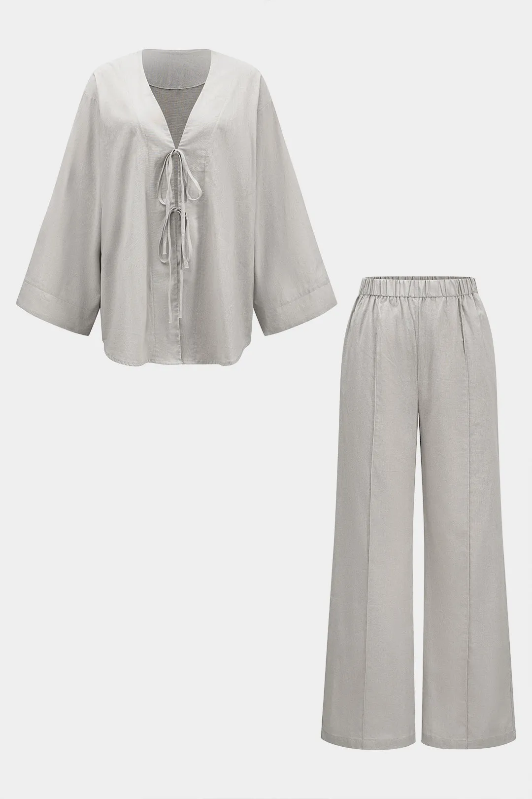 Bindel langærmet top og plisserede brede benbukser sæt sold by Micas