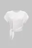 Tie front ruched kortærmet t-shirt sold by Micas