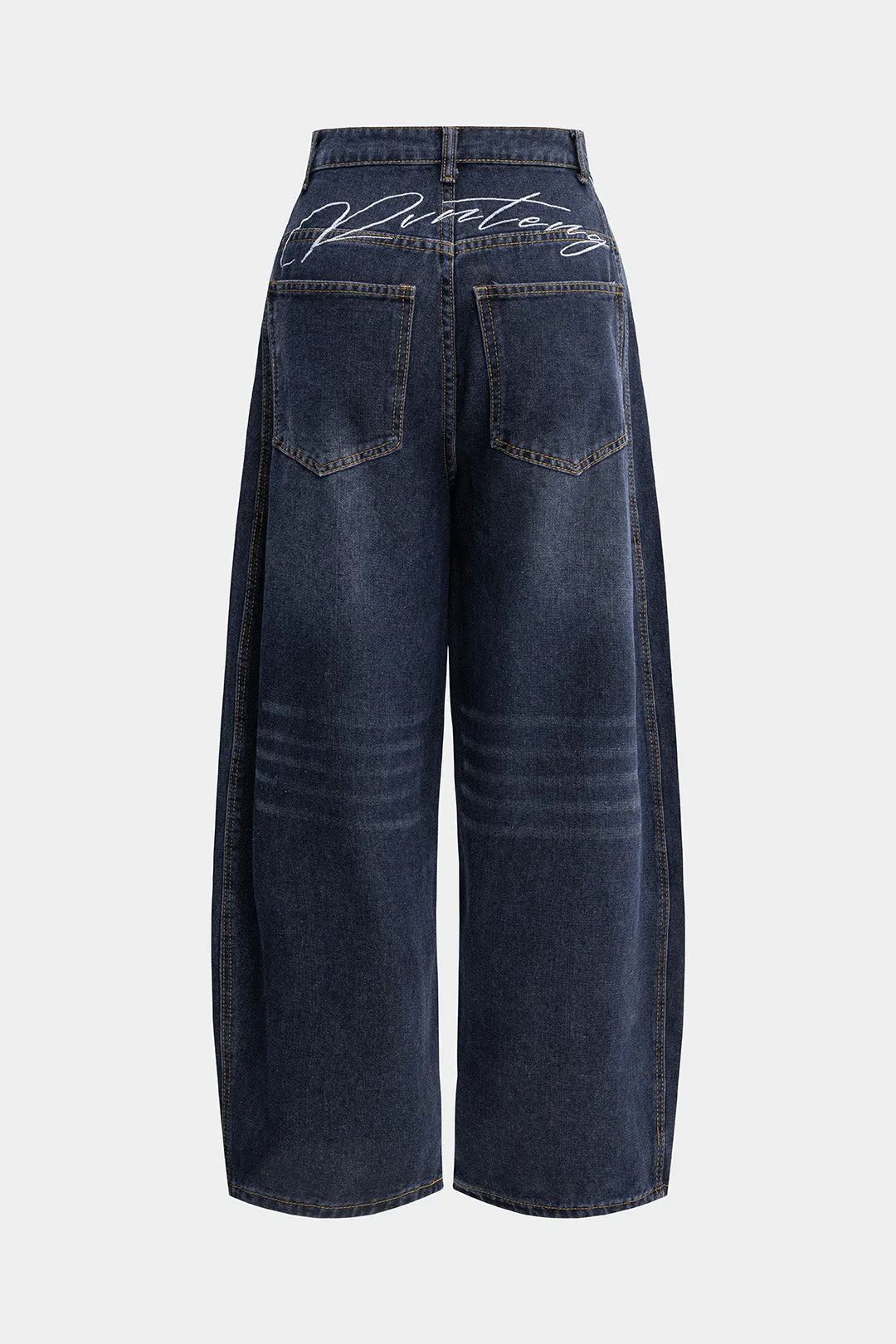 Denim brev print brede ben jeans sold by Micas product image thumbnail 2