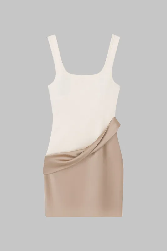 Satin Patchwork Sleeveless Mini Dress sold by Micas