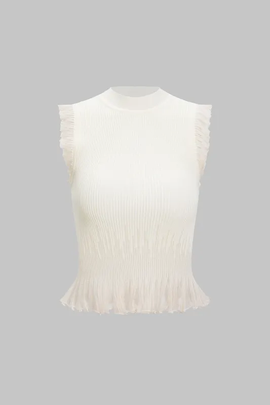 Strik ruffle patchwork kortærmet top sold by Micas