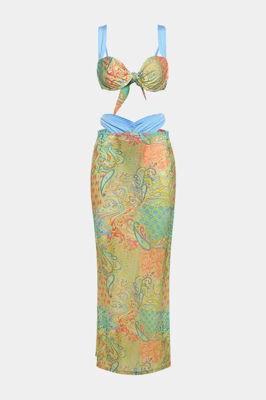 Paisley Print Patchwork To-Pieces Bikini Set sold by Micas