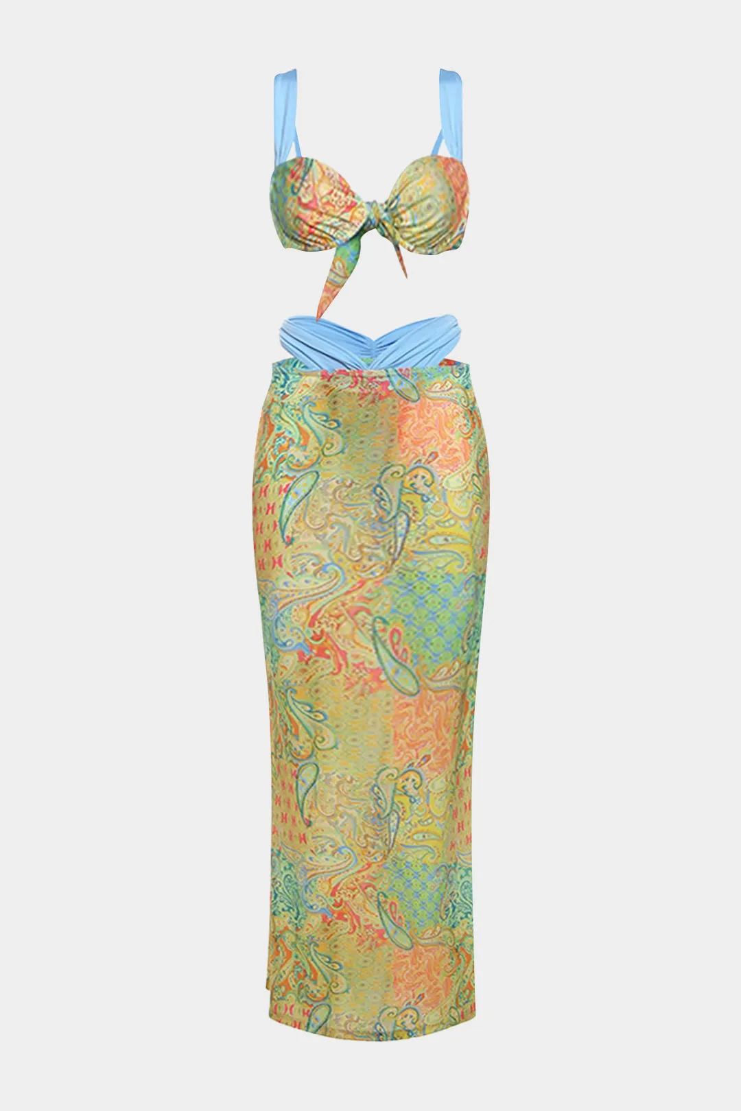 Paisley Print Patchwork To-Pieces Bikini Set sold by Micas