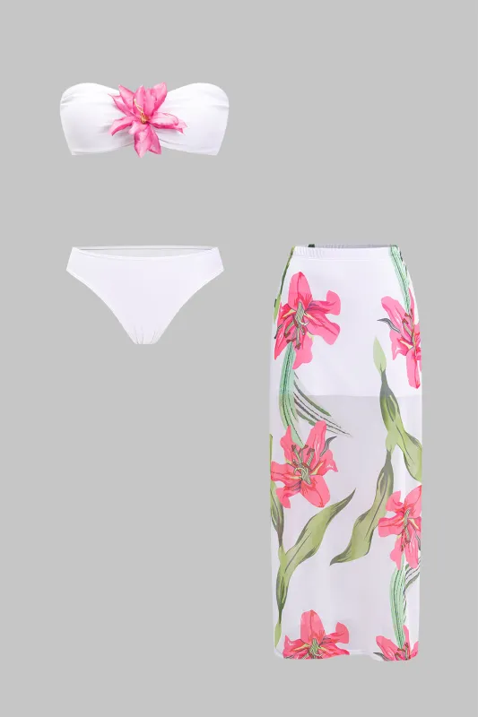 Mesh 3d Floral tre-stykker bikini-sæt sold by Micas