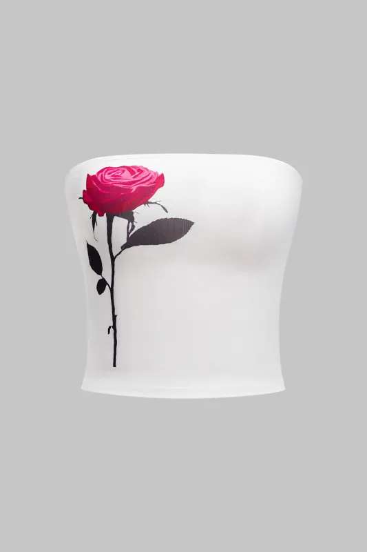 Blomsterprint stropløs rør top sold by Micas