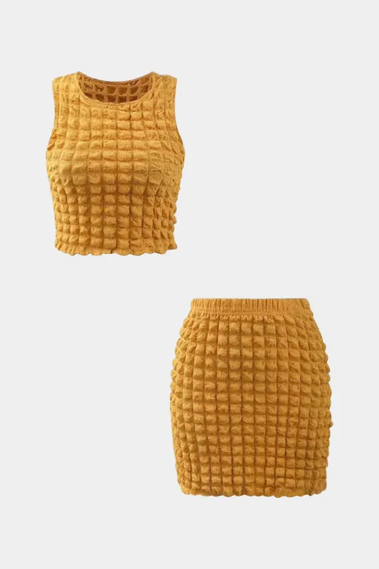 Tekstureret tank top og nederdel sæt sold by Micas