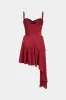 Jacquard Bustier Slip asymmetrisk ærmeløs midi -kjole sold by Micas