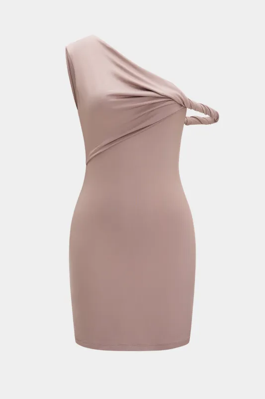 Asymmetrisk ruched twist midi kjole sold by Micas