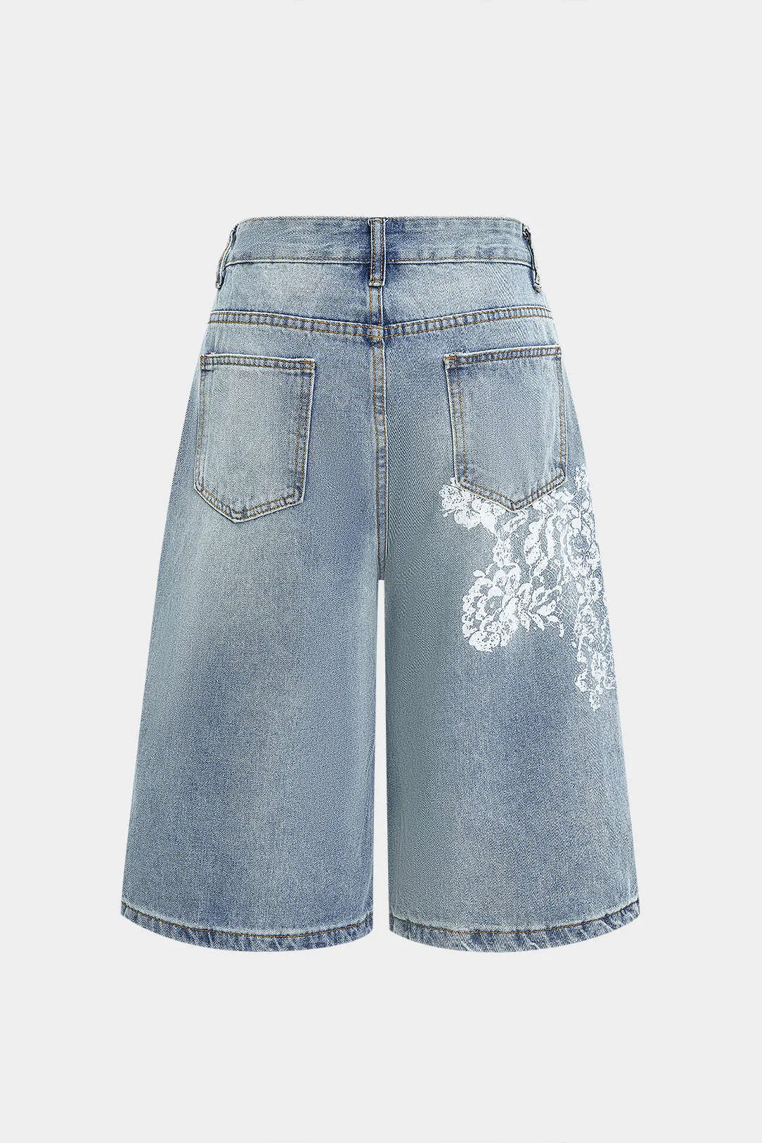 Denim blomsterprint høj talje lige ben shorts sold by Micas product image thumbnail 2