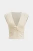 Hollow Out V-Neck Ruched Tank Top And High Slit Skirt Set sold by Micas