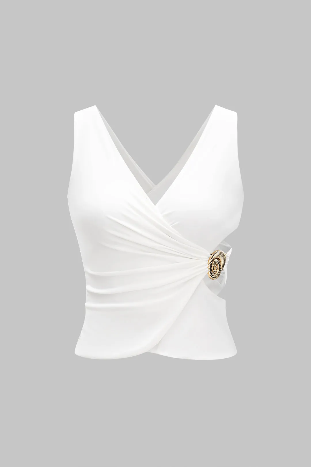 Metallisk indretning asymmetrisk ruched udskåret tank top og nederdel sold by Micas product image thumbnail 2